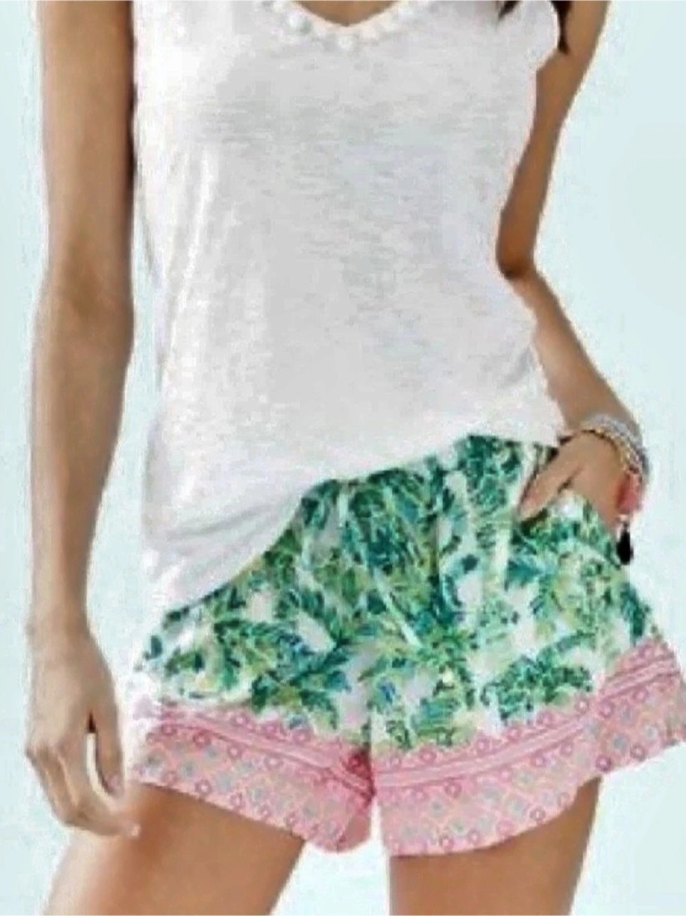 Lilly Pulitzer Luxletic Ocean Trail Short Floral Shorts Pink & Green Large